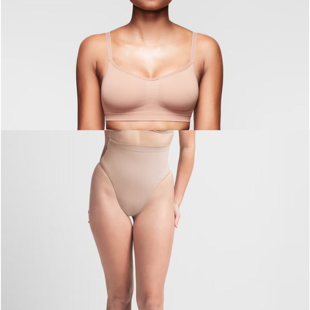 NEW Skims Seamless Sculpt Bralette & Mica Mid Waist Thong BUNDLE Size S & L